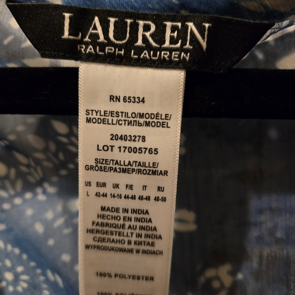 Lauren Ralph Lauren Blue and White Midi Caftan with flutter sleeves - Picture 11 of 11